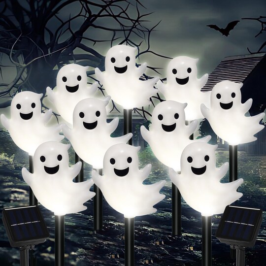 StaticPoster; VOGVOG 10 Pack Solar Halloween Ghost Pathway Lights, 3D Solar Lights; Category:Lighted Decor; Image:1